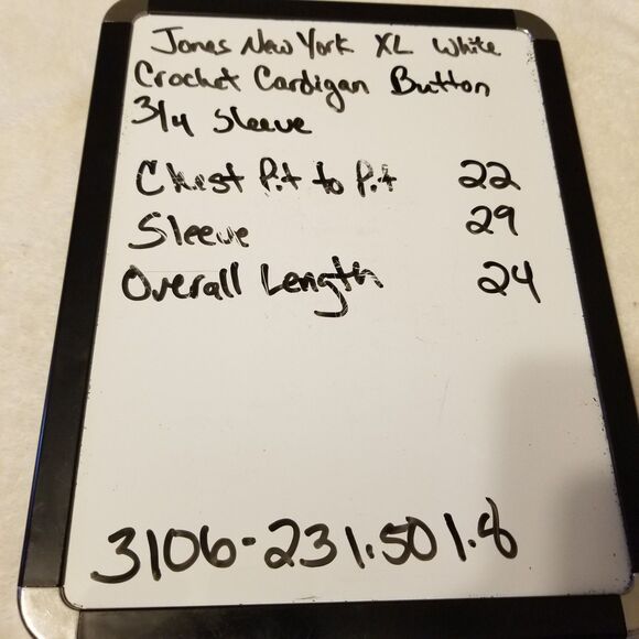 Jones New York L Cardigan Crochet Mercerized 100% Cotton Heavy White Cottagecore - Picture 9 of 9